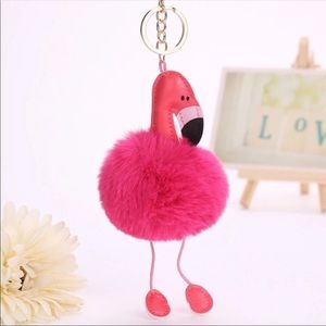 TODAY ONLY! Flamingo Pom Pom Keychain - Pink
